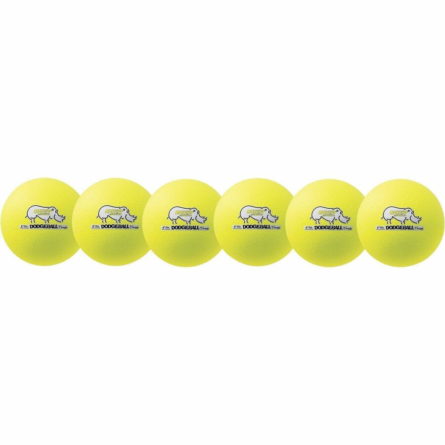 Champion Sports Rhino Skin 6" Dodgeball Set - 6.30" - Child - Neon Yellow - 6 / Set
