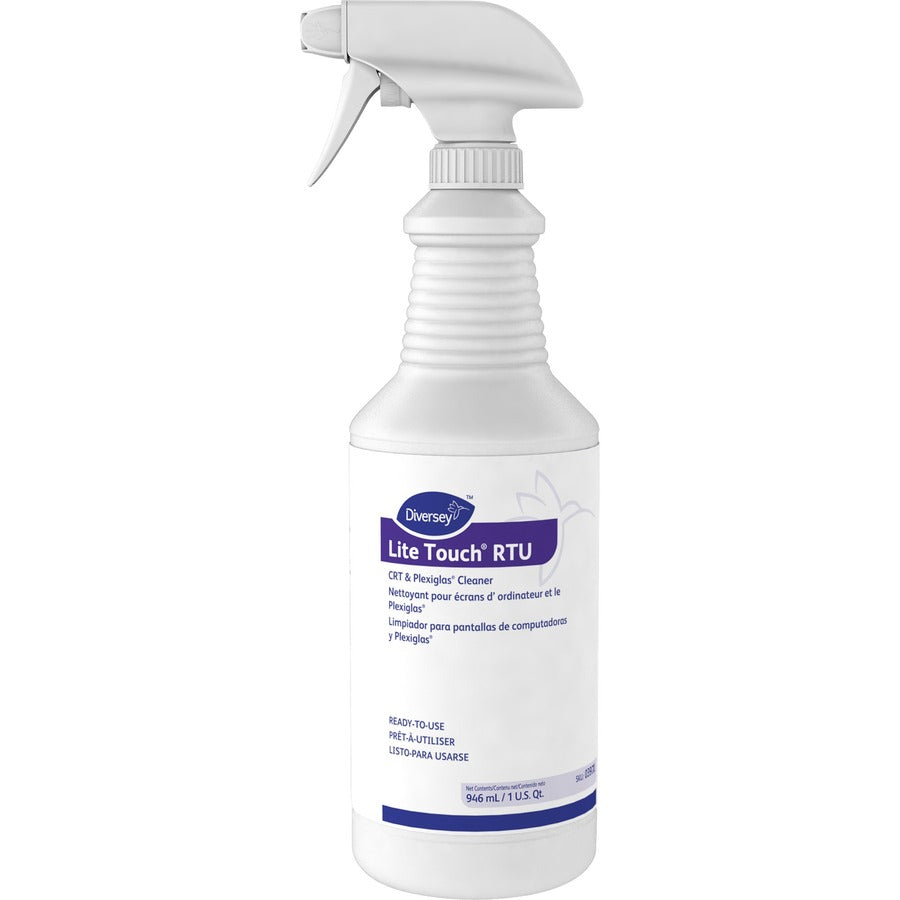Diversey Lite Touch CRT & Plexiglas Cleaner - For Multi Surface, Multipurpose - 1 quart - Sturdy, Ammonia-free, Solvent-free, Fragrance-free - PurpleSpray Bottle - 12 / Carton