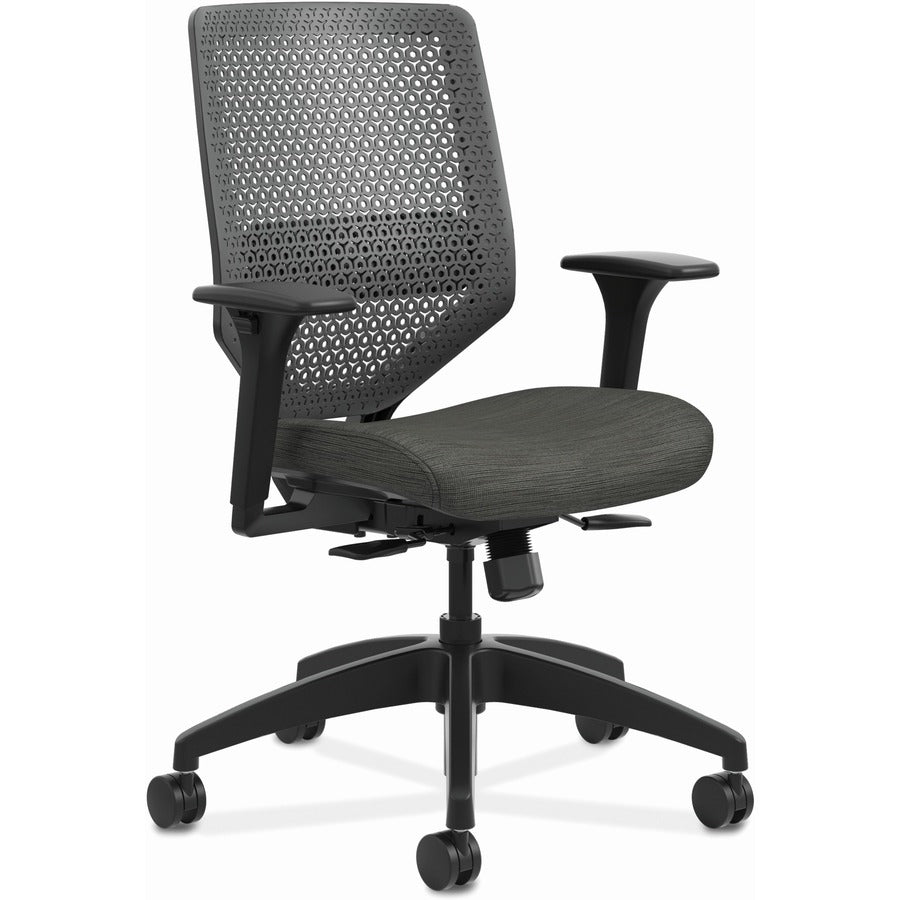 HON Solve Task Chair - Ink Seat Color - Foam Seat Material - Charcoal Back Color - Mesh Back Material - Black Frame Color - Mid Back - 5-star Base - Armrest - 1 Each