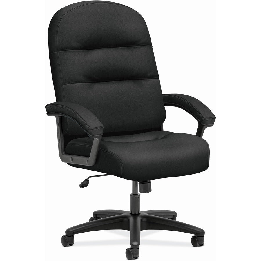 HON Pillow-Soft Executive High-Back Chair - Black Seat Color - Plush Seat Material - Black Back Color - Plush Back Material - Black Frame Color - High Back - 5-star Base - Armrest - 1 Each