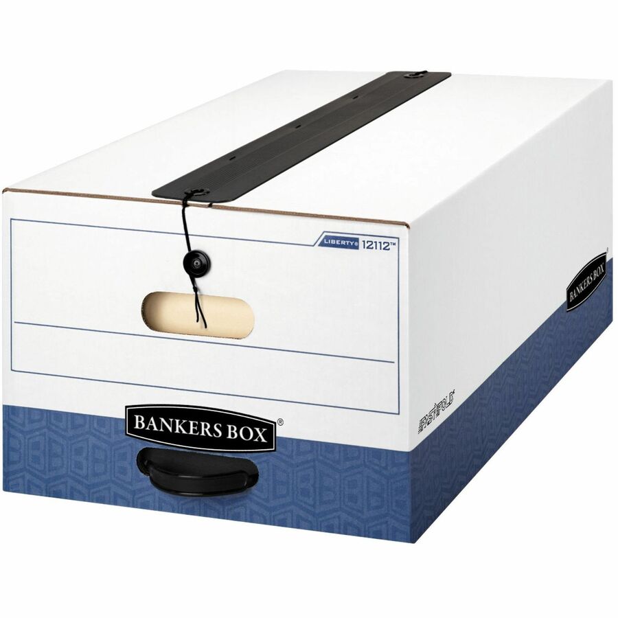 Bankers Box Liberty Plus File Storage Box - Internal Dimensions: 15" Width x 24" Depth x 10" Height - External Dimensions: 15.3" Width x 24.1" Depth x 10.8" Height - Media Size Supported: Legal - String/Button Tie Closure - Heavy Duty - Stackable - Cor...
