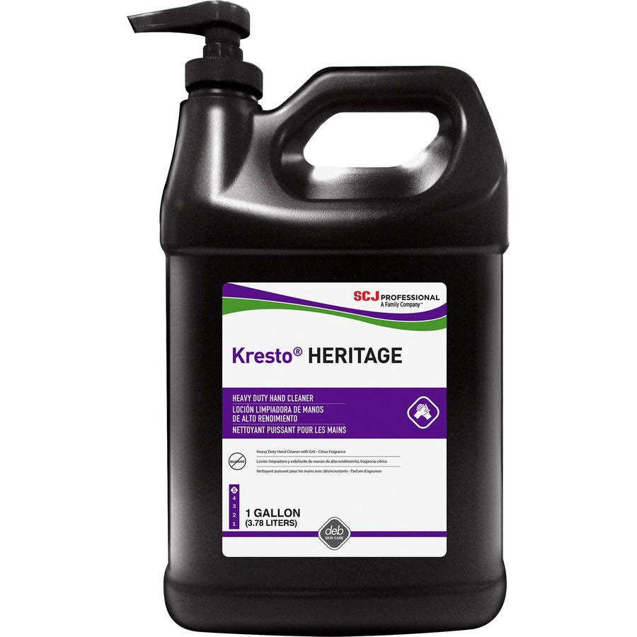 SC Johnson Super Heavy Duty Hand Cleanser - Fresh Citrus Scent - 1 gal - Pump Bottle Dispenser - Soil Remover, Grease Remover, Asphalt Remover, Adhesive Remover - Industrial, Hand, Automotive - Clear - Heavy Duty, Non-abrasive, Non-toxic, Silicone-free...