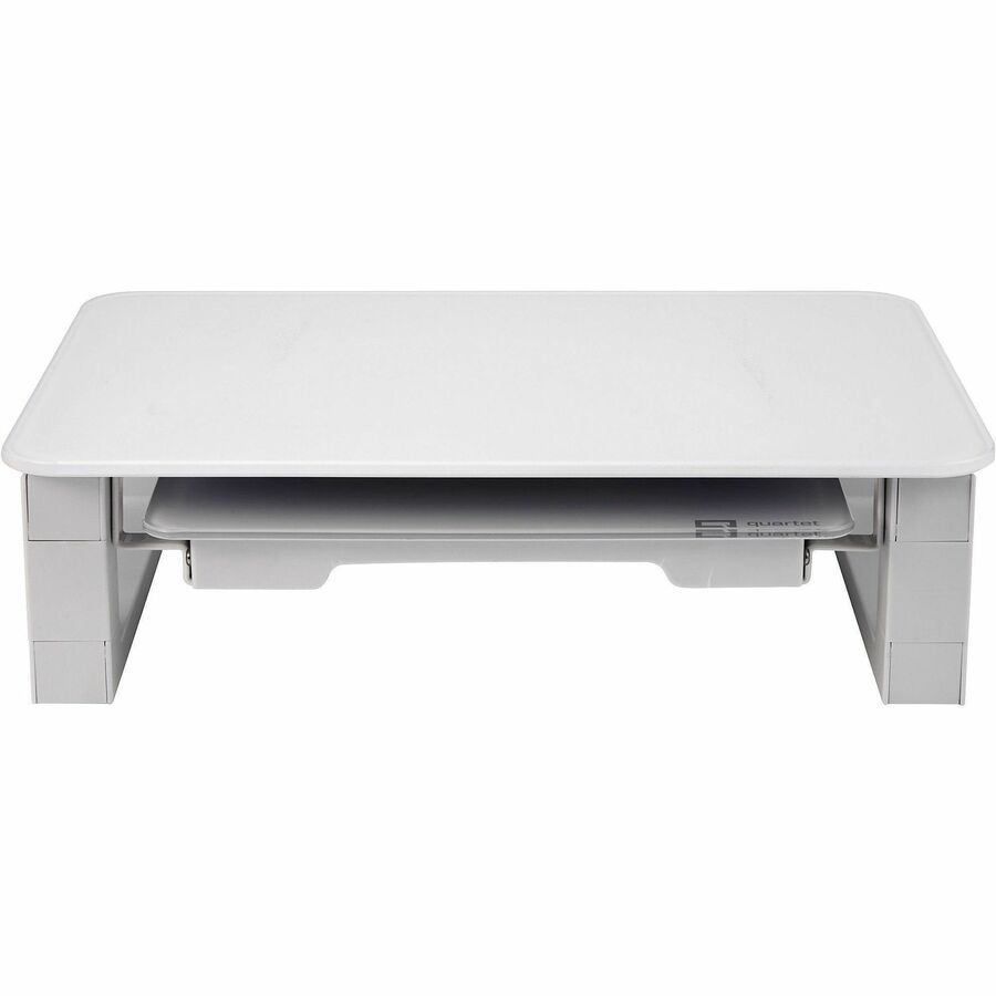 Quartet Monitor Riser with Glass Dry-Erase Board Desktop - 100 lb Load Capacity - 5" Height x 10" Width - Desktop - White - For Notebook, Monitor - Adjustable Leg, Non-skid, Sturdy, Accessory Tray