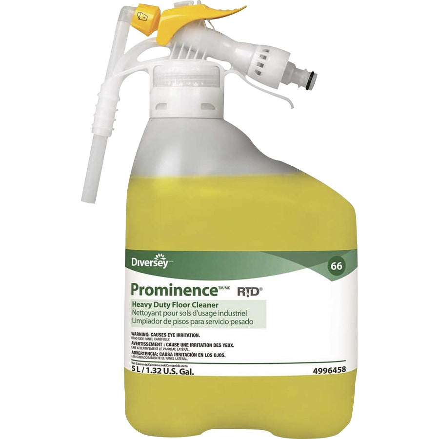 Diversey Prominence Heavy Duty Floor Cleaner - Concentrate - 169.1 fl oz (5.3 quart) - Fruity, Citrus Scent - Heavy Duty, Rinse-free, pH Neutral, Dilutable, Film-free - Yellow - 1 Carton