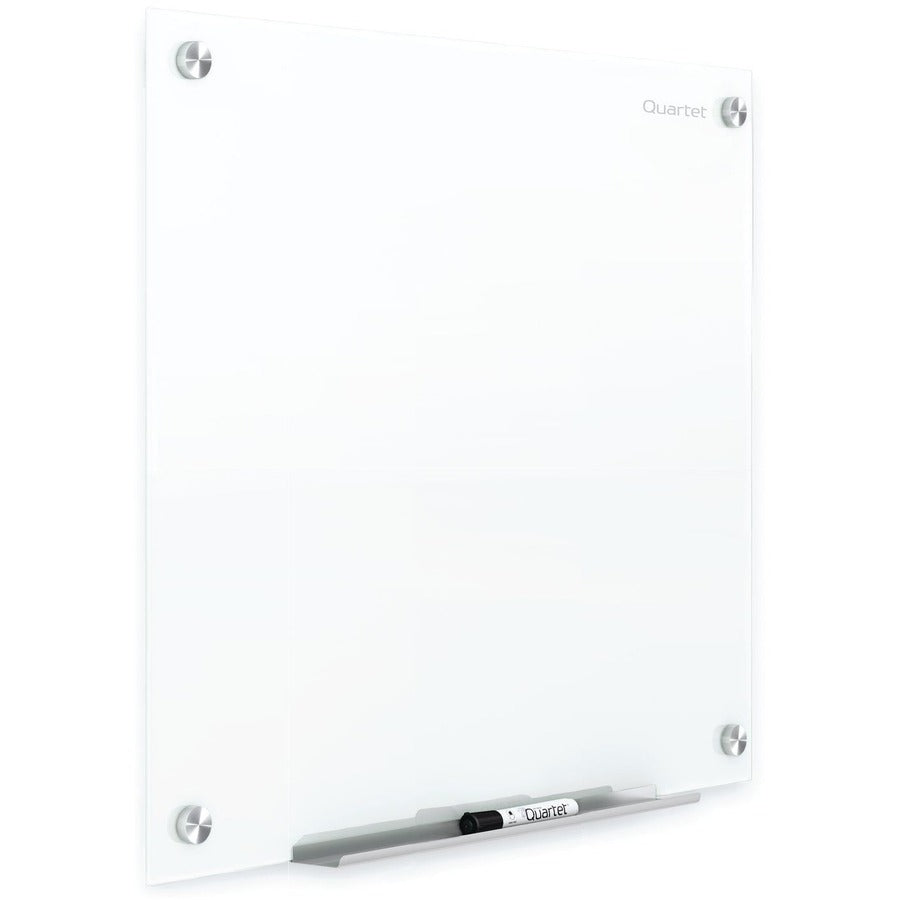 Quartet Infinity Magnetic Glass Dry-Erase Board, White, 48" x 48" - 48" (4 ft) Width x 48" (4 ft) Height - White Tempered Glass Surface - Square - Horizontal/Vertical - Magnetic - Frameless, Accessory Tray, Stain Resistant, Ghost Resistant, Durable, Sc...