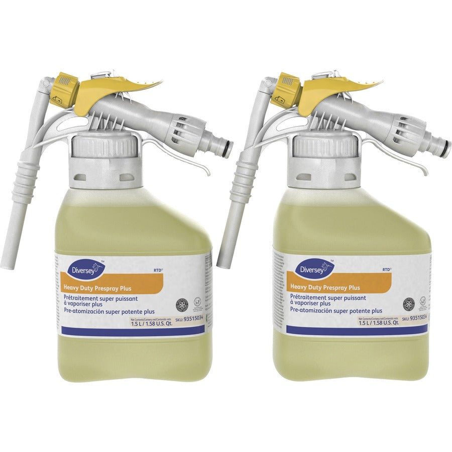 Diversey Heavy Duty Prespray Plus - Ready-To-Use - 50.7 fl oz (1.6 quart) - Floral Scent - Heavy Duty, pH Neutral - Yellow - 2 / Box