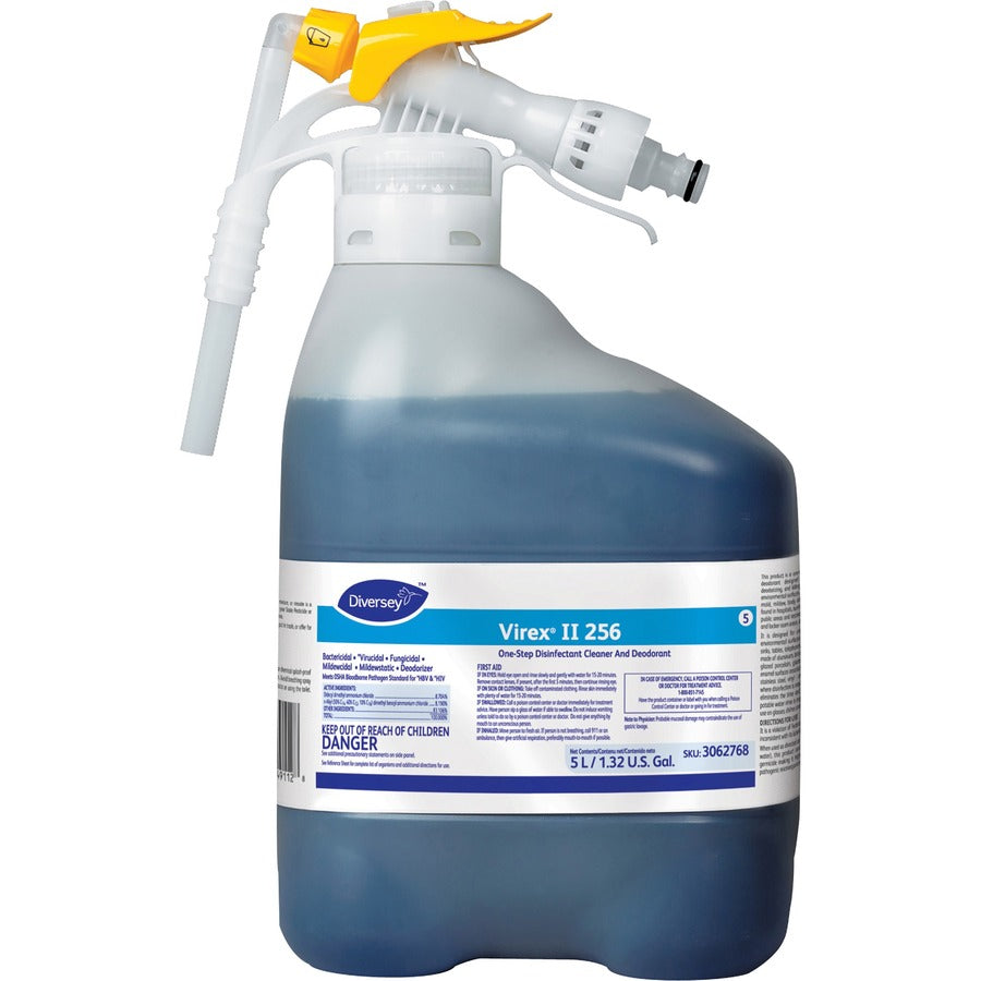 Diversey Virex II 1-Step Disinfectant Cleaner - Ready-To-Use/Concentrate - 16.9 fl oz (0.5 quart) - Minty Scent - Deodorant, Soft, Bactericide, Fungicide, Virucidal - Blue - 1 Carton