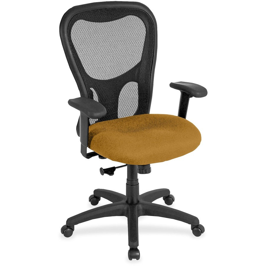Eurotech Apollo Synchro High Back Chair - Butterscotch Seat Color - Fabric Seat Material - Black Back Color - High Back - 5-star Base - Castillo Metal - Armrest - 1 Each