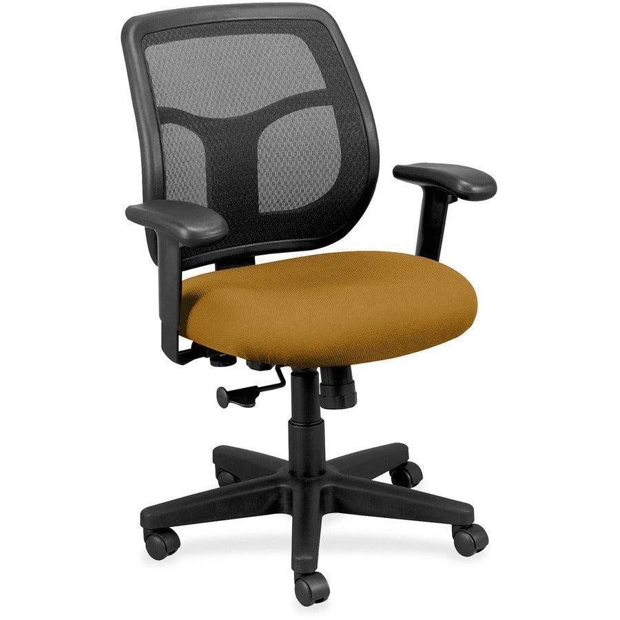 Eurotech Apollo Synchro Mid-Back Chair - Butterscotch Seat Color - Fabric Seat Material - Black Back Color - Fabric Back Material - Mid Back - 5-star Base - Castillo Metal - Armrest - 1 Each