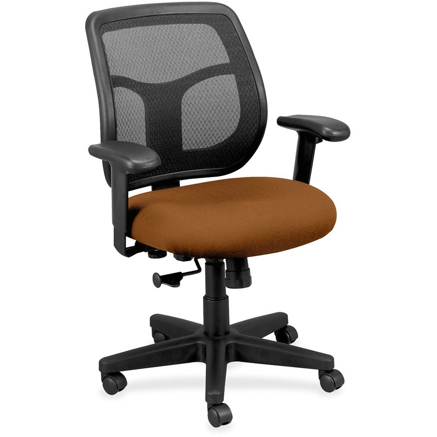 Eurotech Apollo Synchro Mid-Back Chair - Curry Seat Color - Fabric Seat Material - Black Back Color - Fabric Back Material - Mid Back - 5-star Base - Dillon Fiesta - Armrest - 1 Each