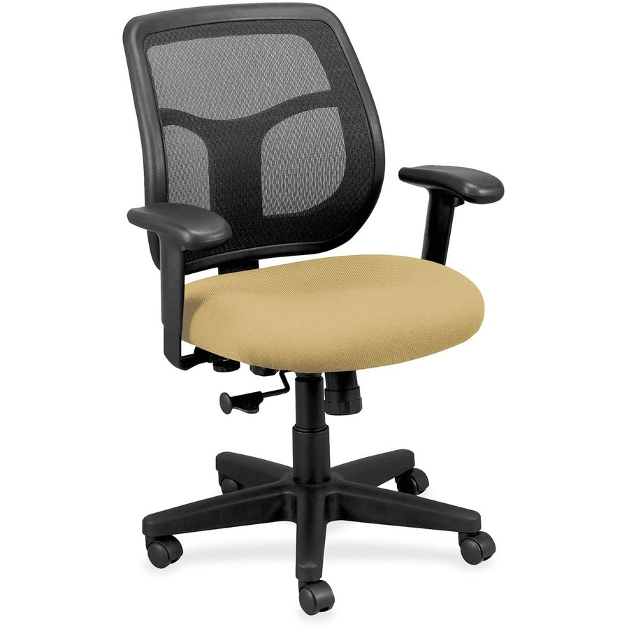 Eurotech Apollo Synchro Mid-Back Chair - Buff Seat Color - Fabric Seat Material - Black Back Color - Mesh Back Material - Black Frame Color - Mid Back - 5-star Base - Dillon Buff - Armrest - 1 Each
