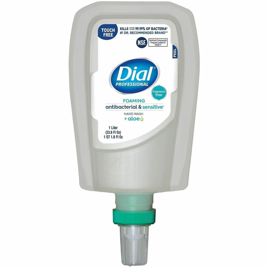 Dial Professional FIT TF Refill Clean+ Foaming Hand Wash - 1.06 quart - Bacteria Remover, Odor Remover - Skin, Hand - Antibacterial - Clear - Fragrance-free, Dye-free - 3 / Carton
