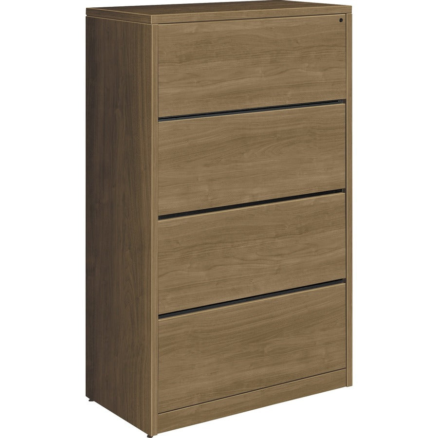 HON H10516 Lateral File - 59.1" Height x 36" Width x 20" Depth - Total Drawer(s): 4 - Finish: Pinnacle, Laminate - Ball-bearing Suspension, Drawer Glide, Built-in Hangrail, Leveling Glide - For File, Workstation - 1 Each