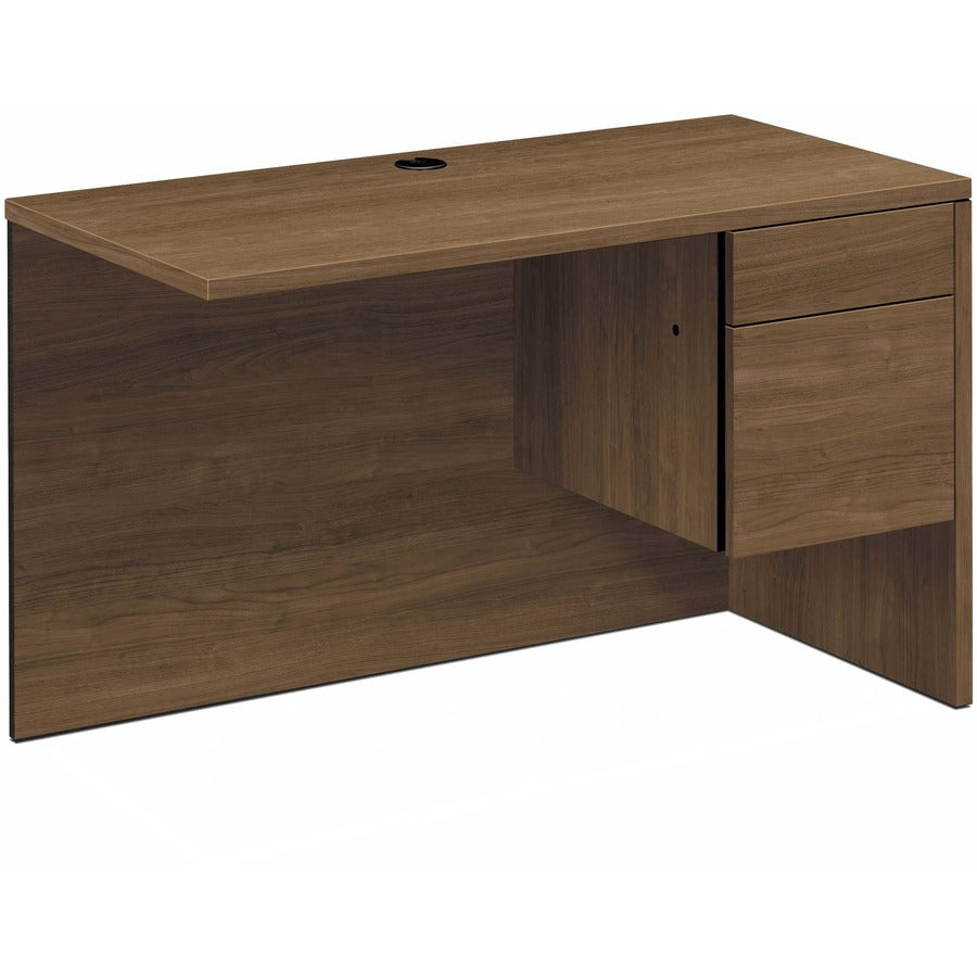 HON H10515R Return - 29.5" Height x 48" Width x 24" Depth - Total Drawer(s): 2 - Flat Edge - Finish: Pinnacle, Laminate - Drawer Glide, Ball Bearing Glide, Modesty Panel, Lockable Drawer, Key Lock, Grommet, Cord Management, Leveling Glide, Built-in Han...
