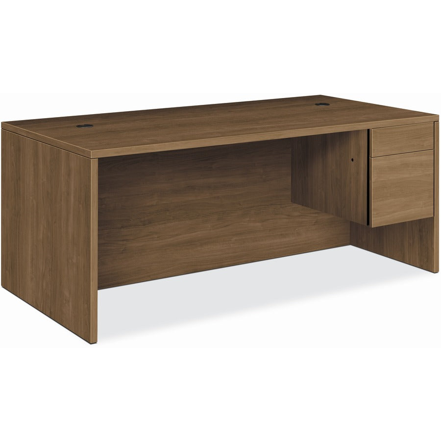 HON H10585R Pedestal Desk - 29.5" Height x 72" Width x 36" Depth - Total Drawer(s): 2Right Side - Finish: Pinnacle, Laminate - Rugged, Scratch Resistant, Spill Resistant, Stain Resistant, Durable, Handle, Modesty Panel, Long Lasting - For Workstation...
