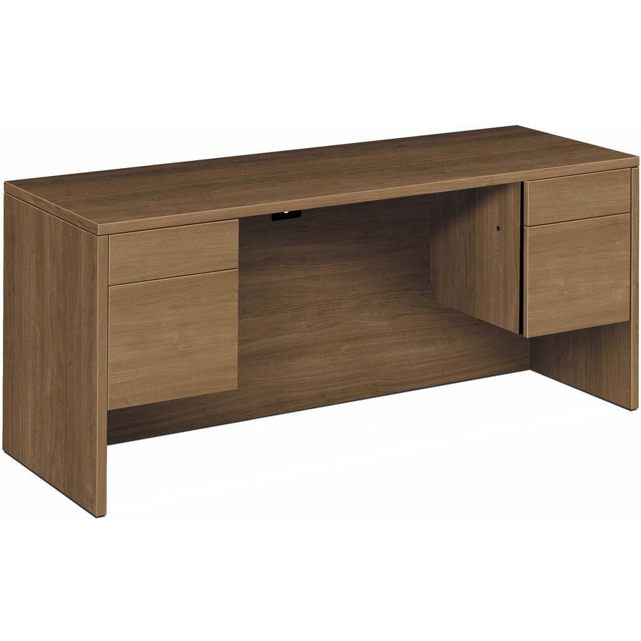HON 10500 Pedestal Credenza - Rectangle - 29.5" Height x 60" Width x 24" Depth - Total Drawer(s): 4 - Double Pedestal on Left/Right Side - Finish: Pinnacle - Kneespace, Reinforced, Wear Resistant, Tear Resistant, Drawer Glide, Ball Bearing Glide, Modes...