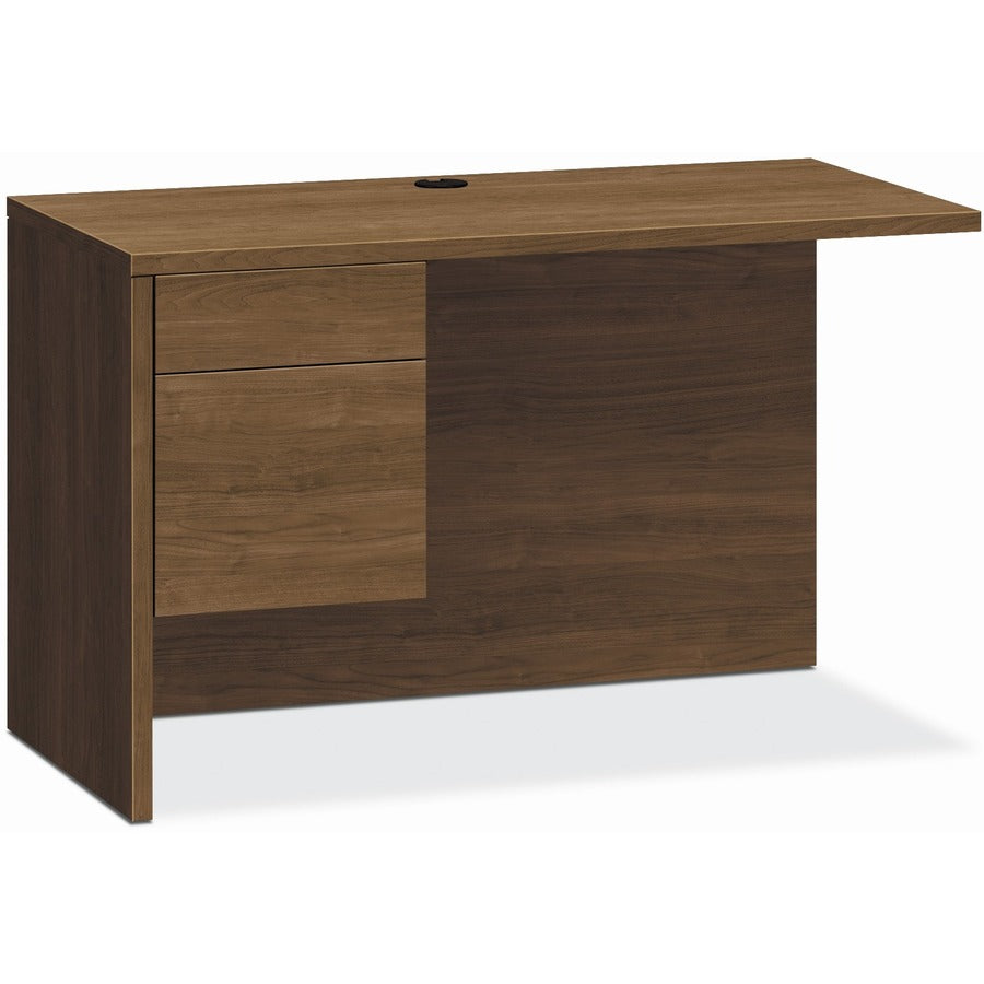 HON H10516L Return - 29.5" Height x 48" Width x 24" Depth - Total Drawer(s): 2 - Flat Edge - Finish: Pinnacle, Laminate - Drawer Glide, Ball Bearing Glide, Modesty Panel, Lockable Drawer, Key Lock, Grommet, Cord Management, Leveling Glide, Built-in Han...