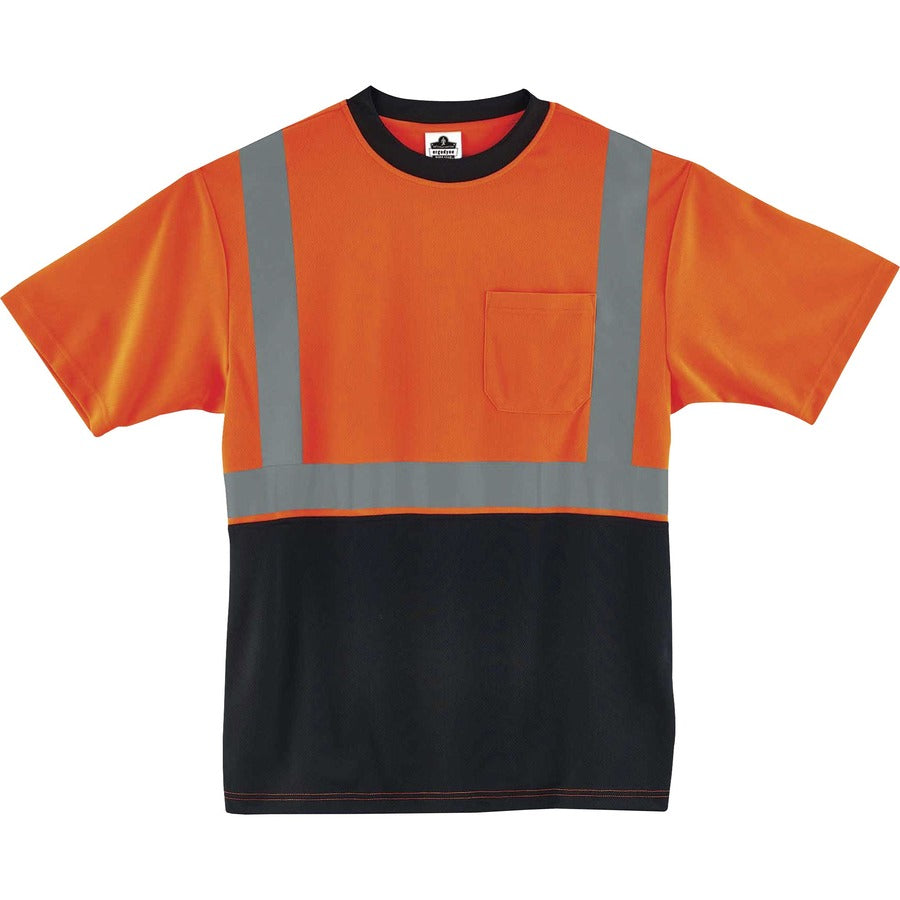 Ergodyne 8289BK Type R Class 2 Front T-Shirt - Extra Large (XL) Size - Polyester - Orange, Black