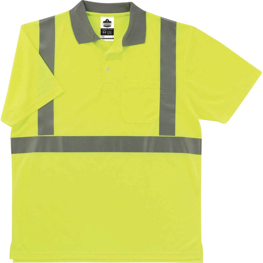 Ergodyne 8295 Type R Class 2 Polo Shirt - Small Size - Unisex - Polyester - Lime