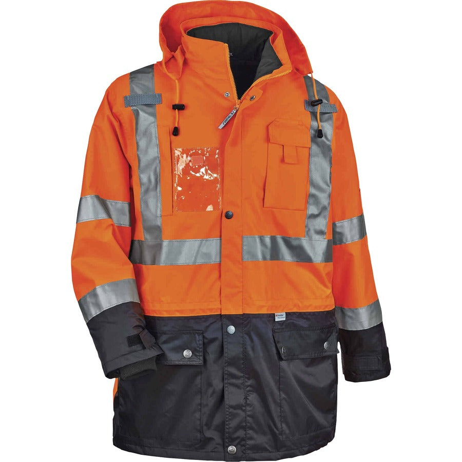 Ergodyne 8388 Type R Class 3/2 Thermal Jacket Kit - Medium - Dirt Protection - Zipper Closure - Polyurethane, 300D Oxford Polyester, Thinsulate - Orange - Breathable, Pocket, Front Pocket, Reflective, Mic Tab, Weather Proof, Inset Hood, Cell Phone Pock...