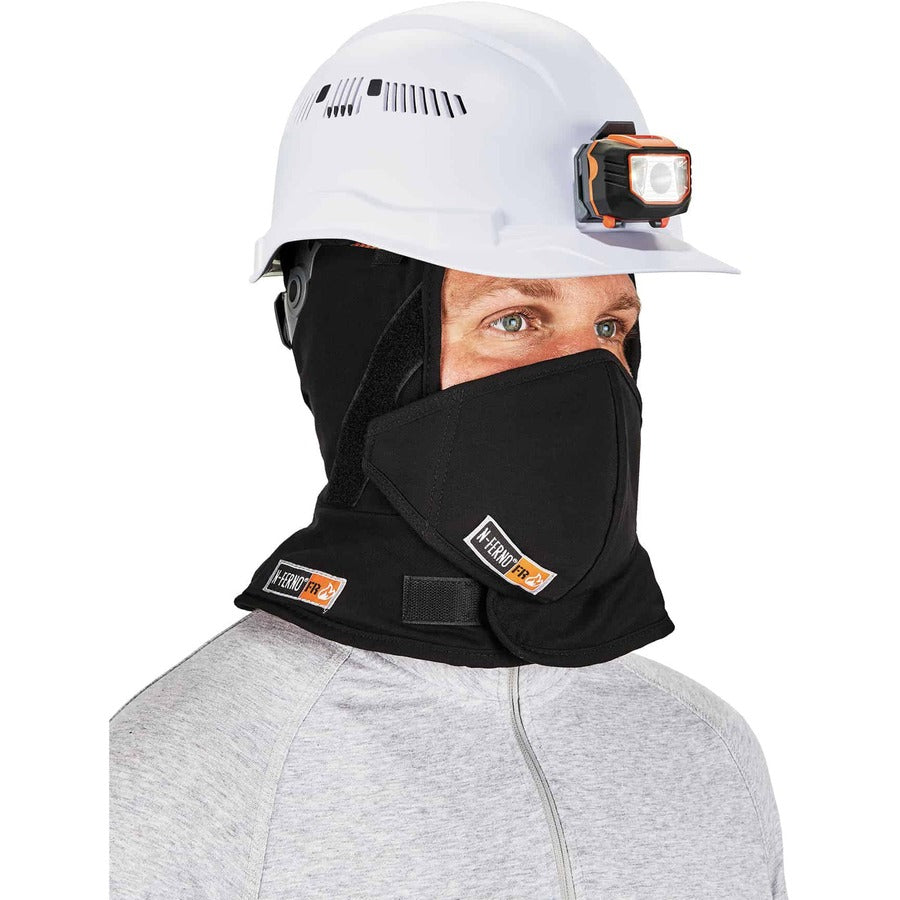 Ergodyne 6876 FR Winter Hard Hat Liner w/ FR Mouthpiece Kit - 2-Layer - Modacrylic, Cotton - Black