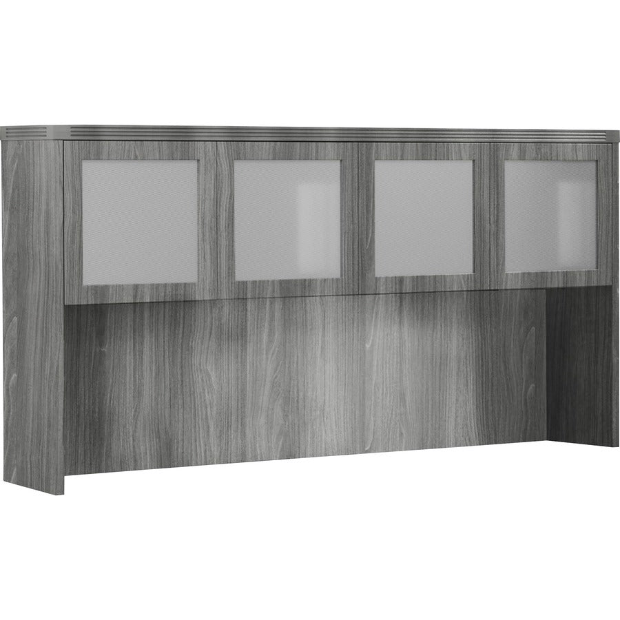 Safco Aberdeen Series 72" Hutch, Glass Doors - Rectangle - 17.4" Height x 17.4" Width0.7" Thickness Door, 37.4" Height x 70" Width x 13.3" Depth Interior Cabinet, 39.1" Height x 72" Width x 15" Depth Hutch - 4 Door(s) - Material: Medium Density Fiberbo...