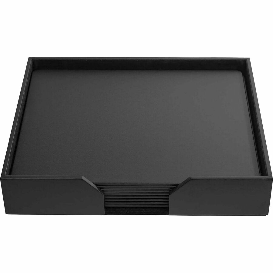 Dacasso Leatherette Conference Room Set - Rectangular - 17" Width - Leatherette, Velveteen - Black