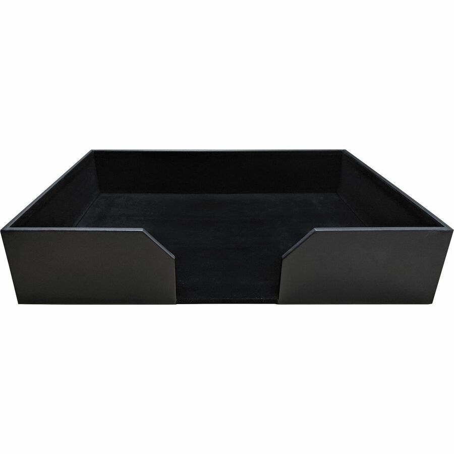 Dacasso Classic Leather Conference Pad Holder - 20" Height x 16" Width - Leather, Felt, Fabric - Black - 1 Each