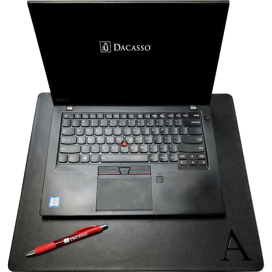 Dacasso Leather Lap Desk Pad - Black - Leather, Felt - 1 Each