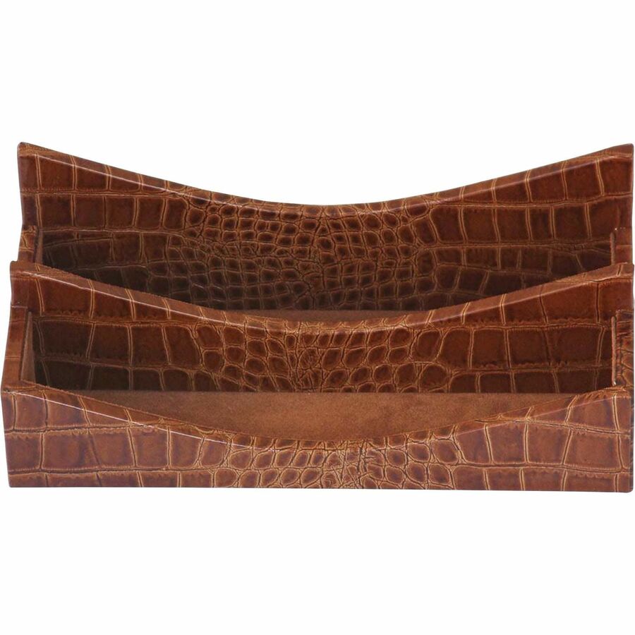 Protacini Cognac Brown Italian Patent Leather Letter Holder - Italian Leather, Velveteen, Suede - Cognac Brown - 1 Each