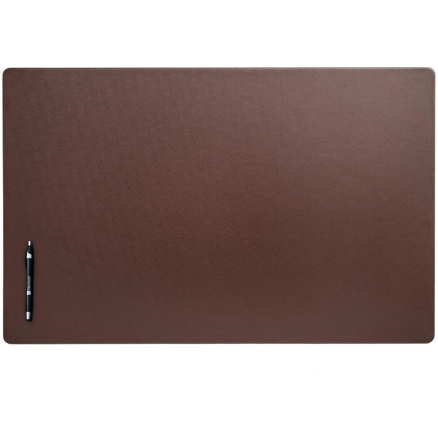 Dacasso Leatherette Desk Mat - Rectangular - 34" Width - Leatherette, Velveteen - Chocolate Brown