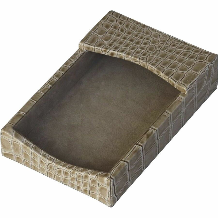 Protacini Breeze Beige Italian Patent Leather 4" x 6" Memo Holder - 4" Height x 6" Width - Italian Leather, Suede - Breeze Beige - 1 Each