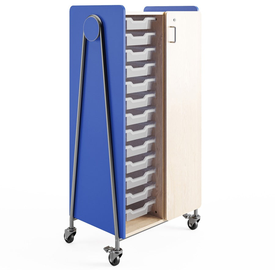 Safco Whiffle Typical Double Rolling Storage Cart - 153 lb Load Capacity - 4 Casters - 3" Caster Size - Laminate, Particleboard, Polyvinyl Chloride (PVC), Metal, Thermofused Laminate (TFL), Steel - 30" Width x 19.75" Depth x 60" Height - Spectrum Blue...