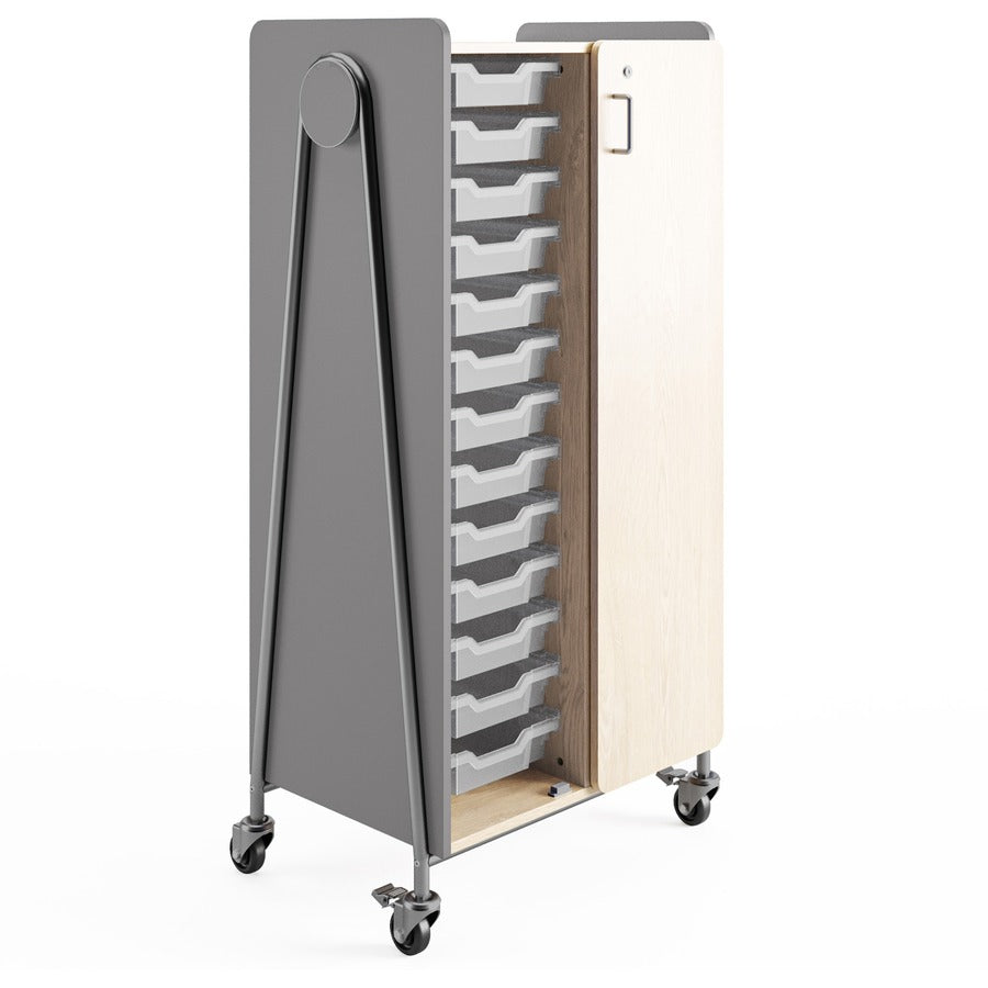 Safco Whiffle Typical Double Rolling Storage Cart - 153 lb Load Capacity - 4 Casters - 3" Caster Size - Laminate, Particleboard, Polyvinyl Chloride (PVC), Metal, Thermofused Laminate (TFL), Steel - 30" Width x 19.75" Depth x 60" Height - Gray - 1 Carton
