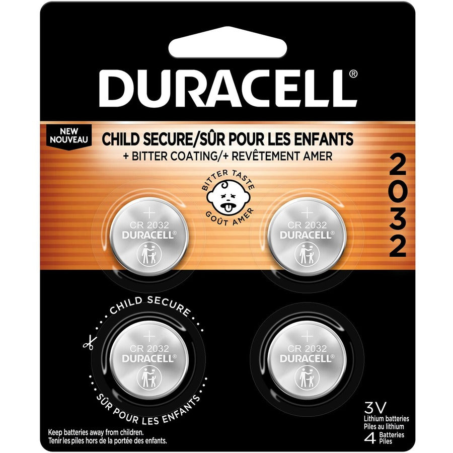 Duracell 2032 3V Lithium Battery 4-Pack - For Security Device, Medical Equipment, Health/Fitness Monitoring Equipment, Calculator, Watch, Keyfob Transmitter - CR2032 - 3 V DC - 4/Pack - 1 Each