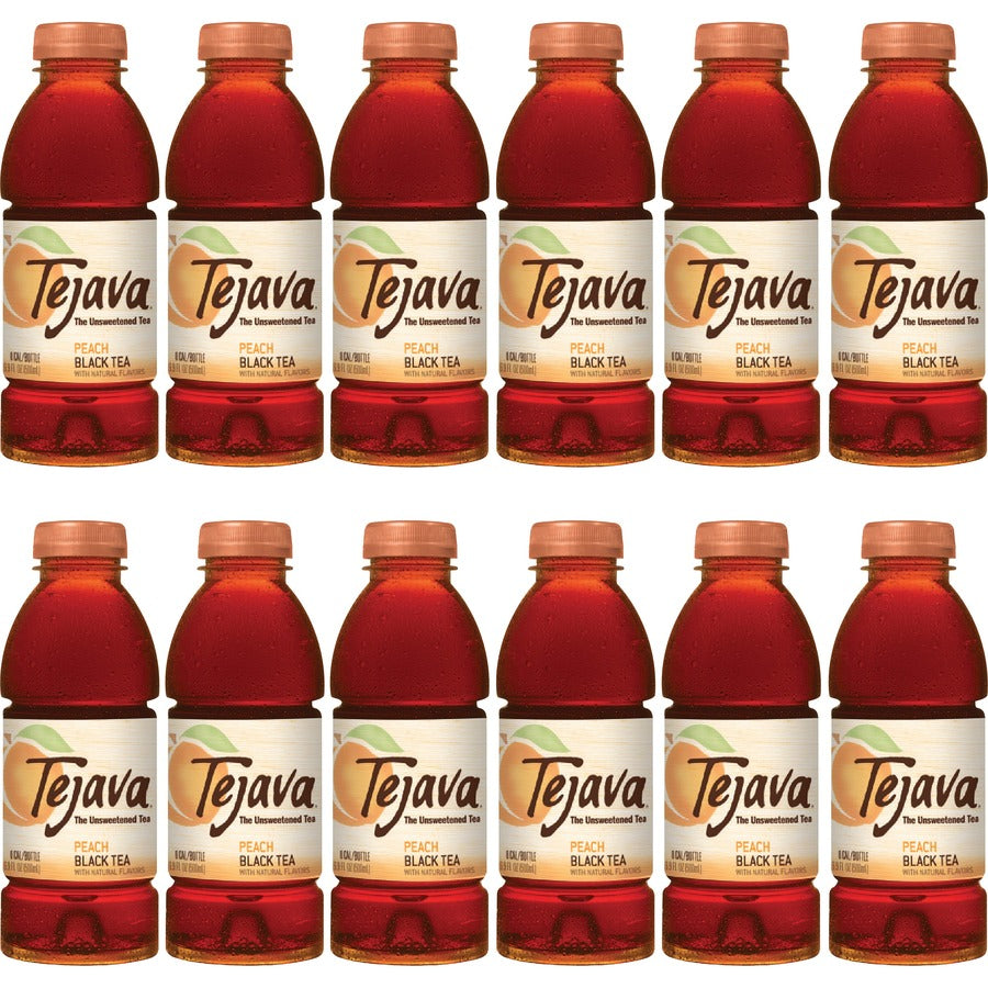Tejava Peach Black Tea Bottle - Black Tea - GMO Free - 12 / Carton