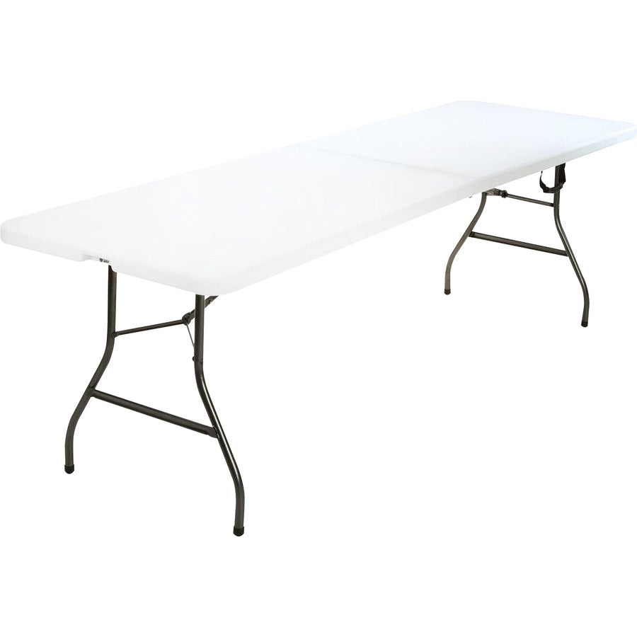 Cosco Fold-in-Half Blow Molded Table - Rectangle Top - Four Leg Base - 4 Legs - 300 lb Capacity - 30" Table Top Width x 96" Table Top Depth - 29.25" Height - White - 1 Each
