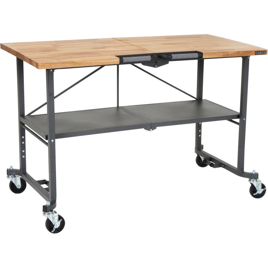 Cosco SmartFold Butcher Block Portable Workbench - 400 lb Capacity - 52" Table Top Width x 34.80" Table Top Depth - 25.50" Height - Indoor, Outdoor - Assembly Required - Gray - Steel Frame Material - 1 Each