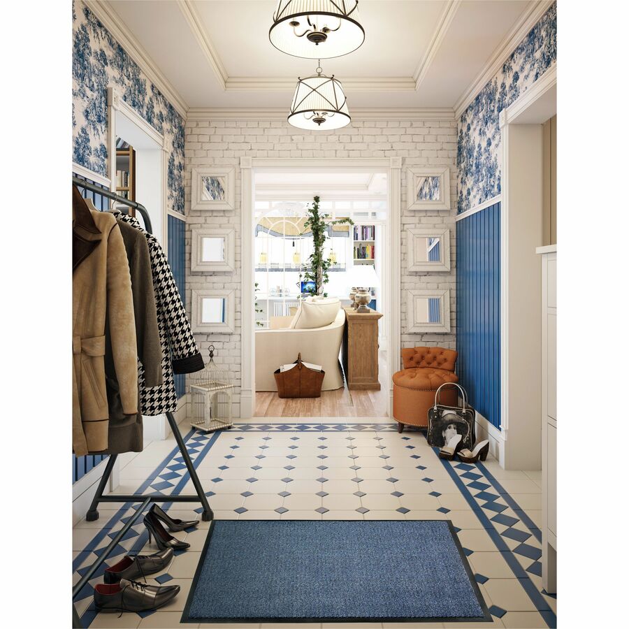 Floortex Doortex®, Advantagemat Blue Door Mat - 36" x 60" - 60" Length x 36" Width x 0.250" Depth - Rectangular - Polypropylene, Vinyl - Blue - 1 Each - TAA Compliant