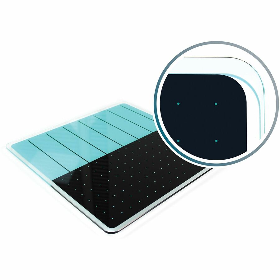 Floortex Cleartex Glacier Teal & Black Plan & Grid Glass Dry-Erase Board - 14" x 14" - 14" (1.2 ft) Width x 14" (1.2 ft) Height - Light Teal Tempered Glass Surface - Square - Magnetic - Magnetic, Smooth Writing, Ghost Resistant, Stain Resistant, Easy t...