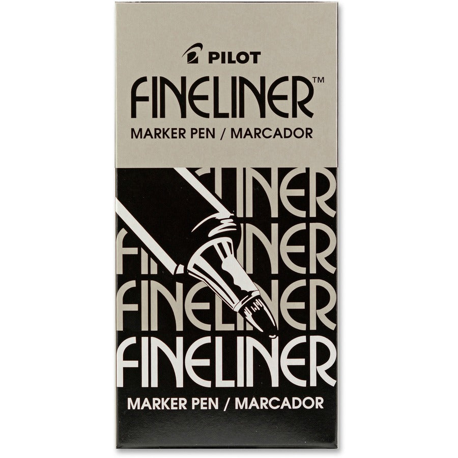 Pilot Marker Pens - Black Ink - Black Barrel - Acrylic Fiber Tip - Writing - 12 / Box