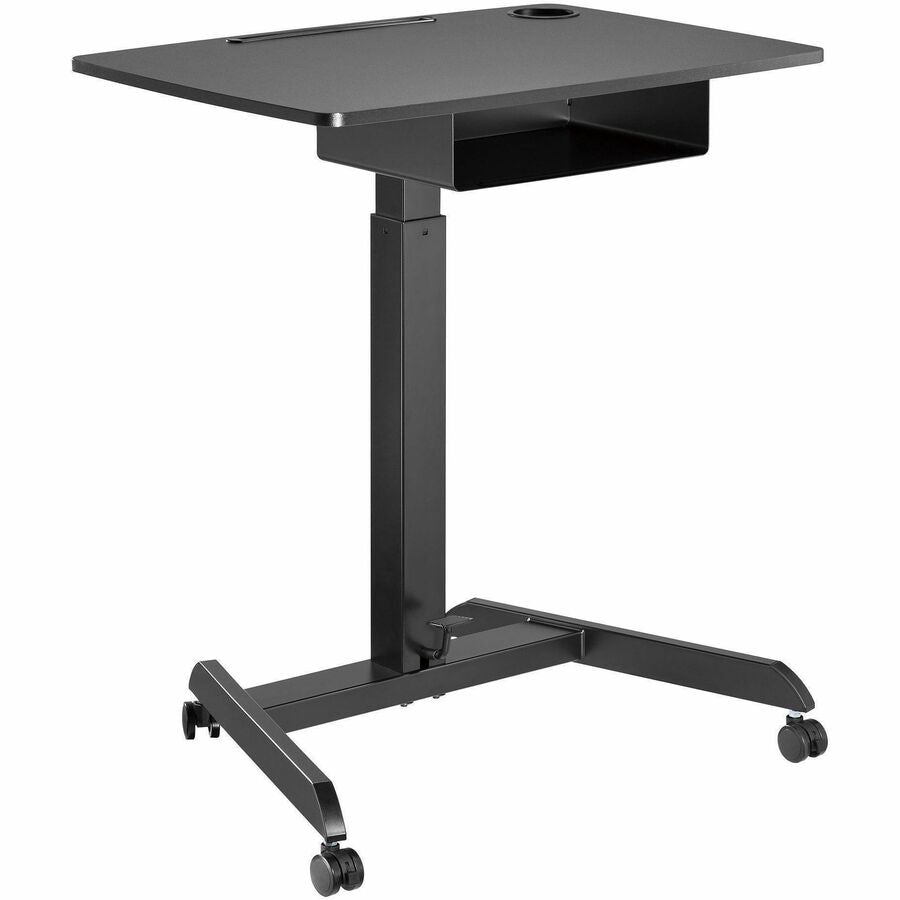 Kantek Mobile Height-Adjustable Sit-Stand Desk - Adjustable Height - 22" Table Top Length x 31.50" Table Top Width - 49" Height - Assembly Required - Black - Melamine Top Material - Steel Frame Material - 1 Each