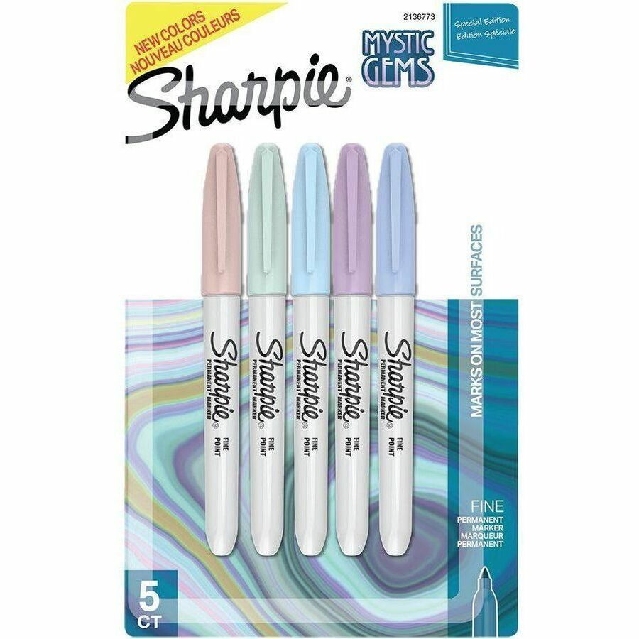 Sharpie Mystic Gems Permanent Markers - Assorted Ink - 5 / Pack