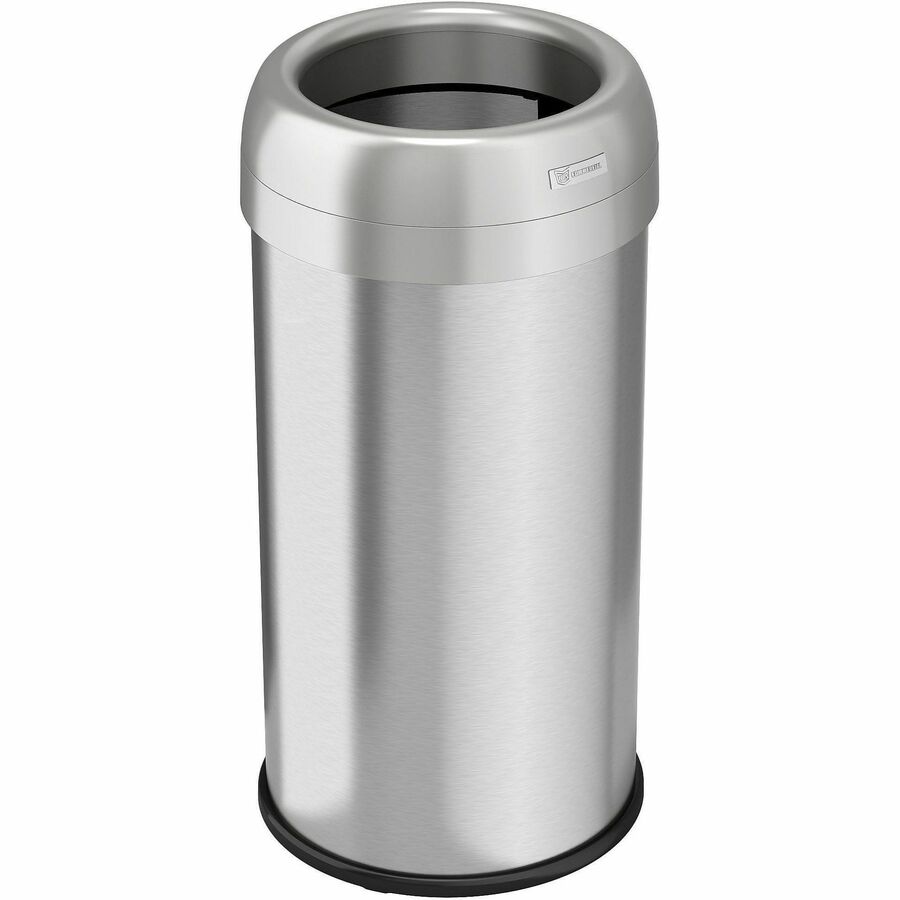 HLS Commercial Stainless Steel Open Top Trash Can - 16 gal Capacity - Round - Manual - Heavy Duty, Fingerprint Resistant, Bacteria Resistant, Vented, Handle, Easy to Clean - 28.3" Height x 14.3" Width - Stainless Steel, ABS Plastic - Gray - 1 Each