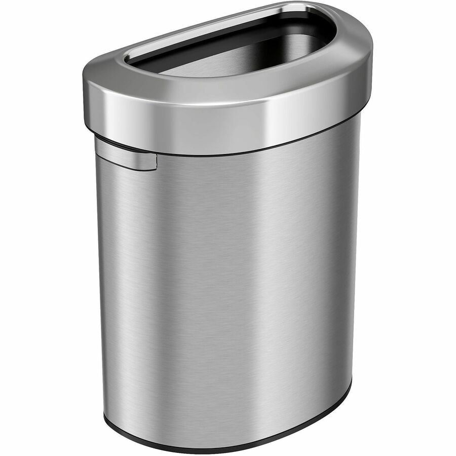 HLS Commercial Semi-Round Open Top Trash Can - 18 gal Capacity - Half-round - Fingerprint Proof, Smudge Resistant, Durable, Handle - 26" Height x 12.4" Width x 19.8" Depth - Stainless Steel - Silver - 1 Each