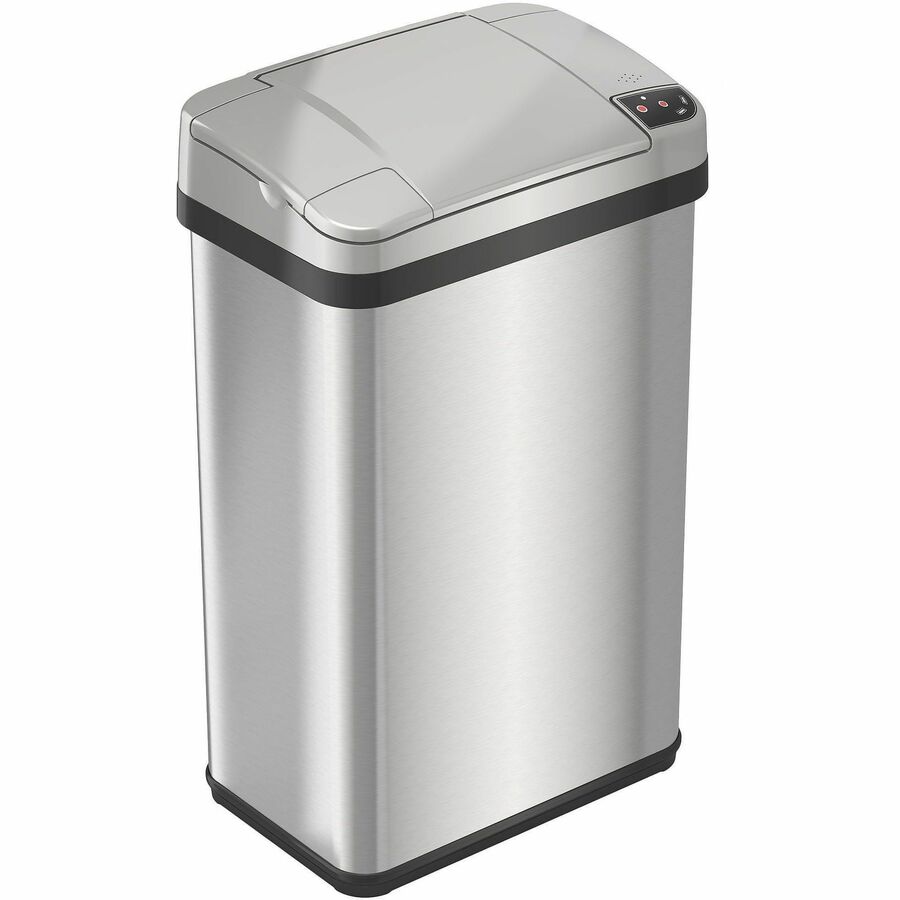 HLS Commercial Stainless Steel Sensor Trash Can - 4 gal Capacity - Rectangular - Touchless - Sensor, Fingerprint Resistant - 17.9" Height x 10.3" Width - Stainless Steel, ABS Plastic - Gray - 1 Each