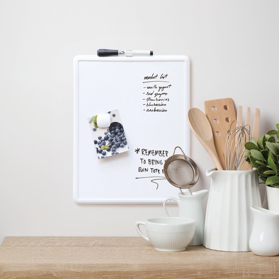 U Brands Magnetic Contempo Dry-Erase Board - 14" (1.2 ft) Width x 11" (0.9 ft) Height - Painted Steel Surface - White Back - Plastic Frame - Rectangle - Horizontal/Vertical - Magnetic - Eraser Included - 1