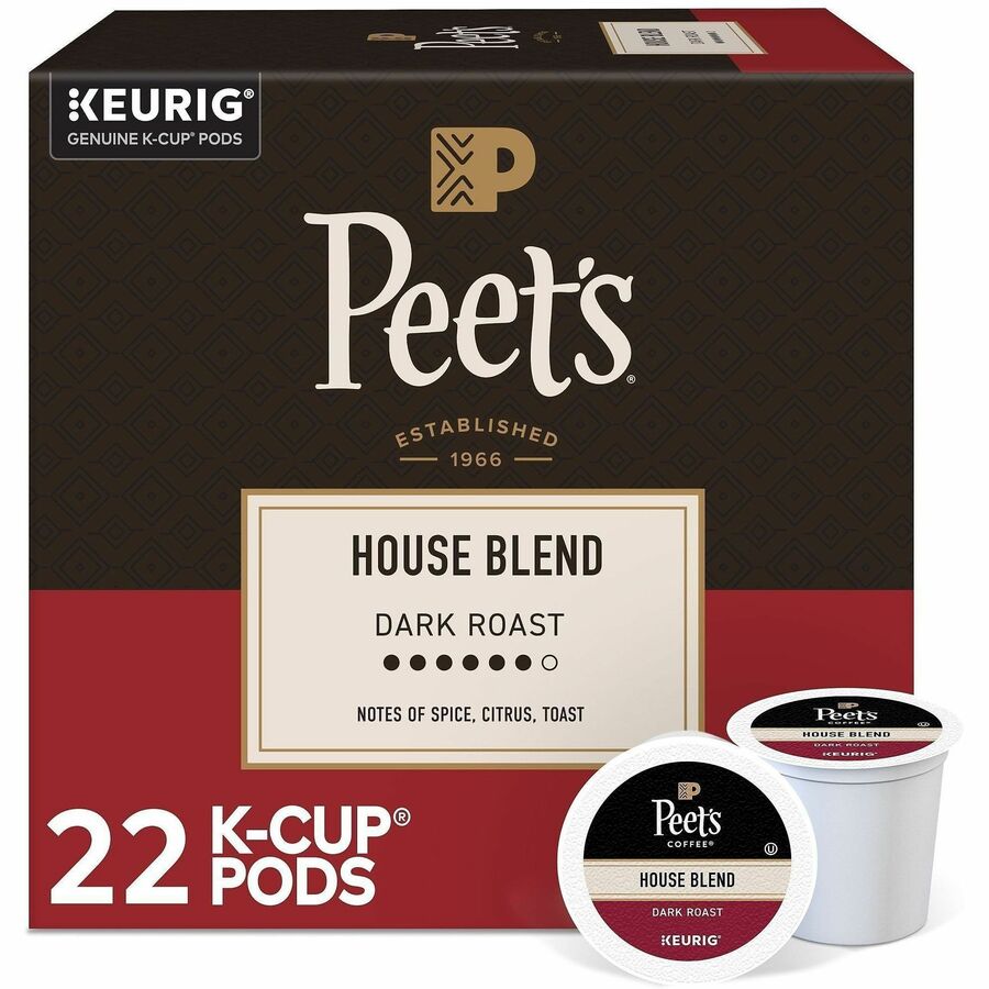 Peet's K-Cup House Blend Coffee - Compatible with Keurig Brewer - Dark - K-Cup - 22 / Box