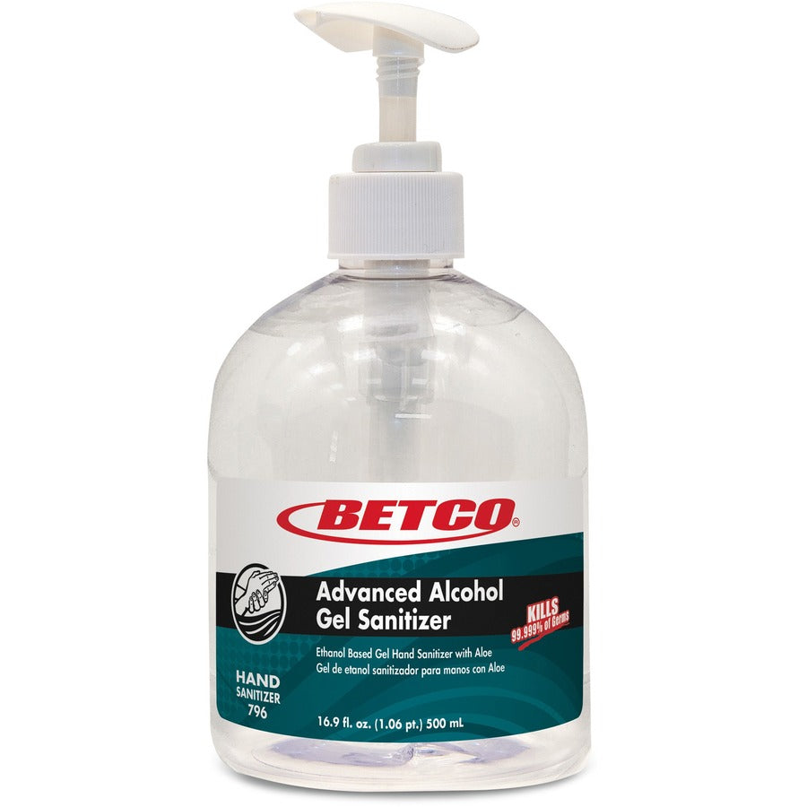Betco Hand Sanitizer Gel - Fresh & Light Scent - 16.91 fl oz - Pump Bottle Dispenser - Kill Germs - Skin, Hand - Moisturizing - Clear - Non-sticky, Residue-free, Quick Drying, pH Neutral - 1 Each