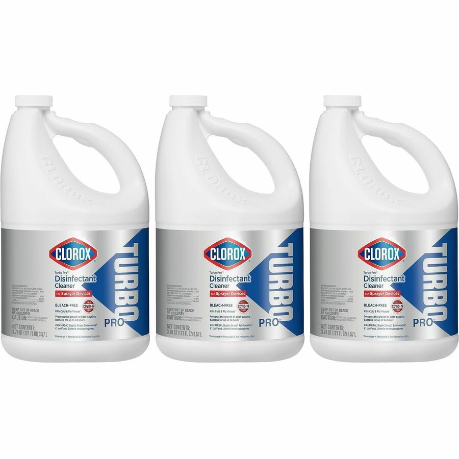 Clorox Turbo Pro Disinfectant Cleaner for Sprayer Devices - 121 fl oz (3.8 quart) - Fresh Scent - Bleach-free, Versatile, Antibacterial - White Bottle - 3 / Carton